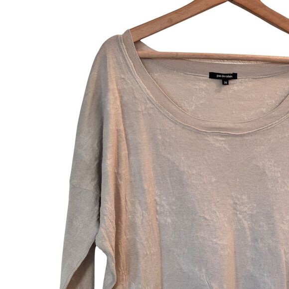 Pas de Calais M Wool Cotton Textured Long Sleeve Sweater Taupe  Made In Japan 36 - Picture 6 of 12